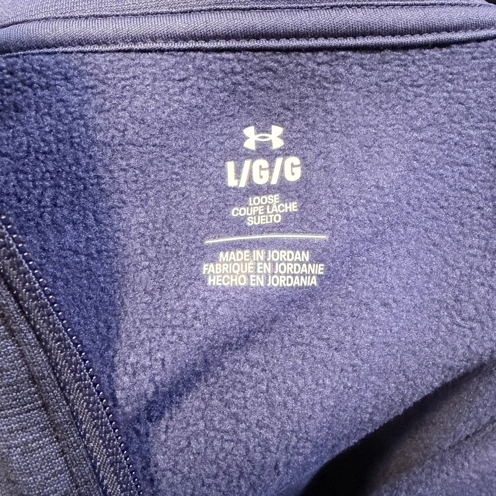 Under Armour Fleece Twist‎ Quarter-Zip Pullover Navy Blue Heathered Logo Size L